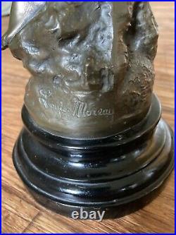Auguste moreau, Rare early Art Deco Bronze Maiden Lamp Charmeuse Lamp