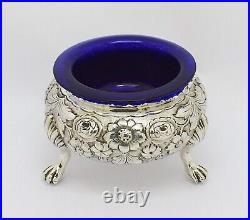 BEAUTIFUL HUGE 148g RARE EARLY VICTORIAN REPOUSSE SOLID SILVER SALT (1) HM 1839