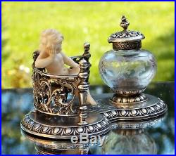 BREATH TAKING EXTREMELY RARE EARLY VICTORIAN M J Rückert SOLID SILVER INKSTAND