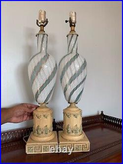 Barovier & Toso. Rare Early Pair Murano Glass Lamps. 1900. Original Condition