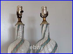 Barovier & Toso. Rare Early Pair Murano Glass Lamps. 1900. Original Condition