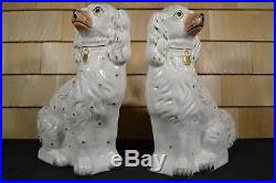 Beautiful Early Big Rare Antique Staffordshire Spaniel Dog's