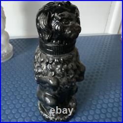 Begging Dog Glass Jar Black Removeable Head French Antique Rare Early 20thc