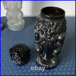 Begging Dog Glass Jar Black Removeable Head French Antique Rare Early 20thc