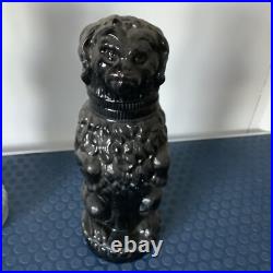 Begging Dog Glass Sweet Jar Black Moveable Head French Antique Rare Early 20thc