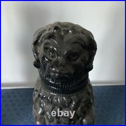 Begging Dog Glass Sweet Jar Black Moveable Head French Antique Rare Early 20thc