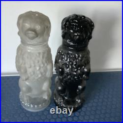 Begging Dog Glass Sweet Jar Black Moveable Head French Antique Rare Early 20thc