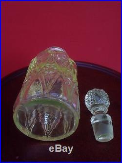 C1890 Rare Apple Green Uranium Early Pressed Glass Perfume / Scent Bottle