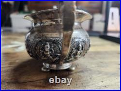 C1900 Silver Bowl Hindu Deities Repousse 181g Solid RARE Antique TPR&Co Bombay