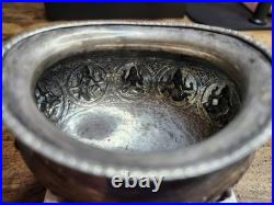 C1900 Silver Bowl Hindu Deities Repousse 181g Solid RARE Antique TPR&Co Bombay