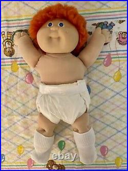 Cabbage Patch Kid Red/Orange Fuzzy Hair Boy Rare Early Doll