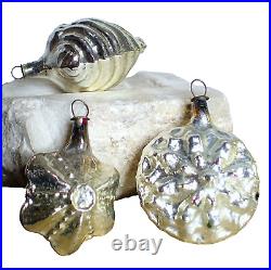Christmas Silver Glass Ornaments Tree Hangings Antique Rare Mercury early 1900 Christmas Silver Glass Ornaments Tree Hangings Antique Rare Mercury early 1900