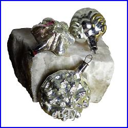 Christmas Silver Glass Ornaments Tree Hangings Antique Rare Mercury early 1900 Christmas Silver Glass Ornaments Tree Hangings Antique Rare Mercury early 1900