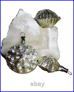 Christmas Silver Glass Ornaments Tree Hangings Antique Rare Mercury early 1900 Christmas Silver Glass Ornaments Tree Hangings Antique Rare Mercury early 1900