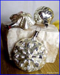 Christmas Silver Glass Ornaments Tree Hangings Antique Rare Mercury early 1900 Christmas Silver Glass Ornaments Tree Hangings Antique Rare Mercury early 1900