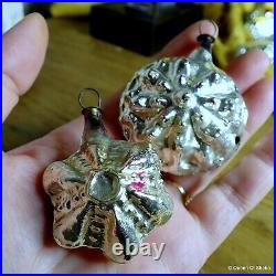 Christmas Silver Glass Ornaments Tree Hangings Antique Rare Mercury early 1900 Christmas Silver Glass Ornaments Tree Hangings Antique Rare Mercury early 1900