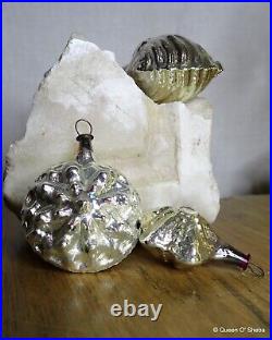 Christmas Silver Glass Ornaments Tree Hangings Antique Rare Mercury early 1900 Christmas Silver Glass Ornaments Tree Hangings Antique Rare Mercury early 1900