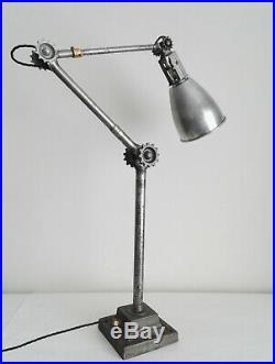 Dugdills Lamp. Rare Early Cog Wheel Lamp With Base. Large Industrial Anglepoise