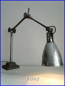Dugdills Lamp. Rare Early Cog Wheel Lamp With Base. Large Industrial Anglepoise