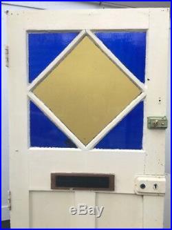 EARLY ART DECO STAINED GLASS FRONT DOOR WOOD OLD RECLAIMED PERIOD 10s 20s RARE