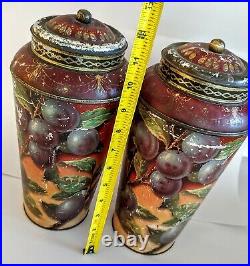 EARLY Antique ENGLISH TEA TINS TOLE CANNISTERS RARE sold ea. 2 available