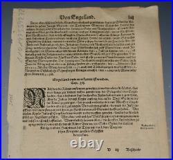 EARLY RARE MAP OF BRITISH ISLES BRITAIN 1578 Das Einder Buch Beschreibung Enge EARLY RARE MAP OF BRITISH ISLES BRITAIN 1578 Das Einder Buch Beschreibung Enge