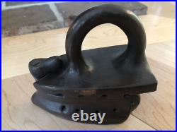 EARLY Rare ANTIQUE TERRACOTTA Clay Pottery SAD IRON 5 x 4 1/2 Forged Iron Nail