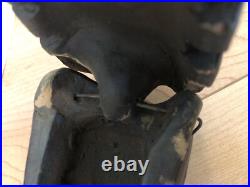 EARLY Rare ANTIQUE TERRACOTTA Clay Pottery SAD IRON 5 x 4 1/2 Forged Iron Nail