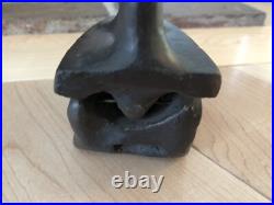 EARLY Rare ANTIQUE TERRACOTTA Clay Pottery SAD IRON 5 x 4 1/2 Forged Iron Nail