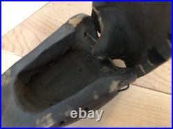 EARLY Rare ANTIQUE TERRACOTTA Clay Pottery SAD IRON 5 x 4 1/2 Forged Iron Nail