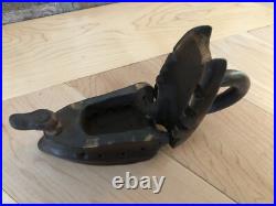 EARLY Rare ANTIQUE TERRACOTTA Clay Pottery SAD IRON 5 x 4 1/2 Forged Iron Nail