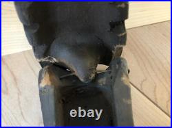 EARLY Rare ANTIQUE TERRACOTTA Clay Pottery SAD IRON 5 x 4 1/2 Forged Iron Nail