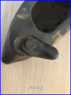 EARLY Rare ANTIQUE TERRACOTTA Clay Pottery SAD IRON 5 x 4 1/2 Forged Iron Nail