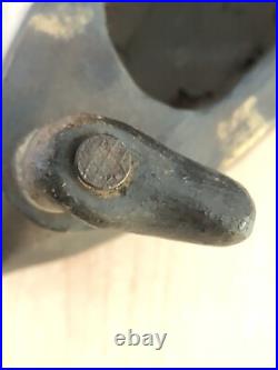 EARLY Rare ANTIQUE TERRACOTTA Clay Pottery SAD IRON 5 x 4 1/2 Forged Iron Nail