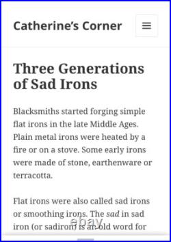 EARLY Rare ANTIQUE TERRACOTTA Clay Pottery SAD IRON 5 x 4 1/2 Forged Iron Nail