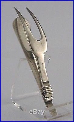 EARLY SOLID SILVER FOLDING CAMPAIGN FORK c1750s MILITARY RARE GEORGIAN ANTIQUE