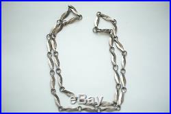 EARLY Taxco 1940s Vintage Antique Heavy Necklace 925 Sterling Silver 24 RARE