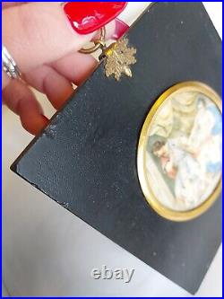 EROTICA Very RARE Antique 1820s French Hand Painted Miniature Painting Of Couple