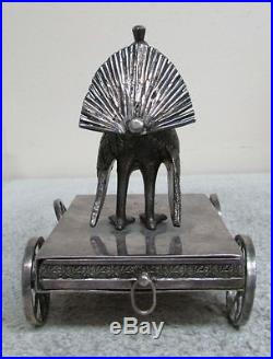 EXTREMELY RARE EARLY 1800's FRENCH STERLING SILVER PEACOCK TOOTHPICK HOLDER