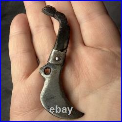 Early 1800S Handmade Grape Vine Harvesting Knife With Horn Handle RARE antique