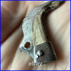 Early 1800S Handmade Grape Vine Harvesting Knife With Horn Handle RARE antique