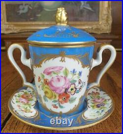 Early 18th C. Rare Antique Capodimonte Large Two-Handled Cup & Saucer with Lid