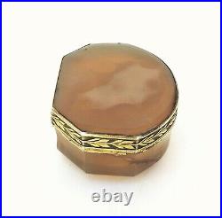 Early 18th c. European Golden Agate Snuff Box with Gilt Silver Mounts Rare