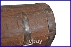 Early 18thc 1700 sm dome top box metal trim 5x4 colonial rare antique original Early 18thc 1700 sm dome top box metal trim 5x4 colonial rare antique original