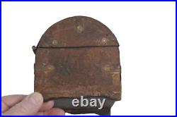 Early 18thc 1700 sm dome top box metal trim 5x4 colonial rare antique original Early 18thc 1700 sm dome top box metal trim 5x4 colonial rare antique original