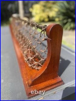Early 1900s Carriage Top Hat Rack Brass & Solid Wood Antique Rare? 2m 15x24cm