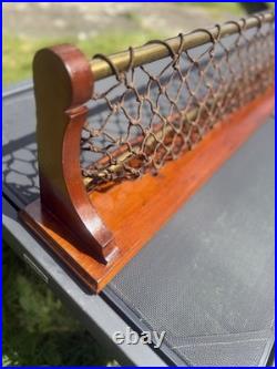 Early 1900s Carriage Top Hat Rack Brass & Solid Wood Antique Rare? 2m 15x24cm