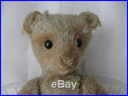 Early 1900s Steiff Bear Blond Mohair 11 No Button Rare Hand Sewn Leather Paws