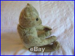 Early 1900s Steiff Bear Blond Mohair 11 No Button Rare Hand Sewn Leather Paws