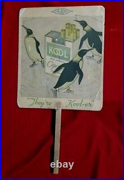 Early 1930s KOOL CIGARETTES Fan DISPLAY Sign ADVERTISING AD vtg Old Antique Rare